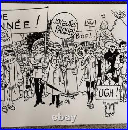 Tintin Hergé Long poster of fresco of all characters B&WithMulticolor VERY RARE