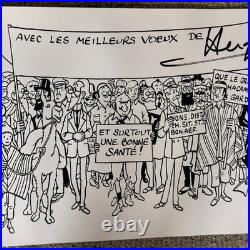 Tintin Hergé Long poster of fresco of all characters B&WithMulticolor VERY RARE