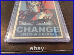 Transformers #1 2009 Cgc 9.4 Change Into A Truck Obama Campaign Poster! Htf