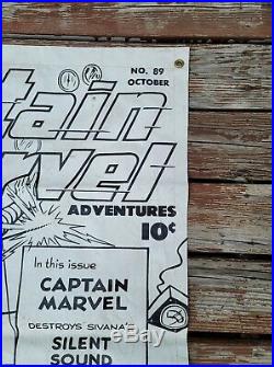 ULTRA RARE VINTAGE 4FT CAPTAIN MARVEL VINYL BANNER NO 89 OCTOBER 1948 COMIC book