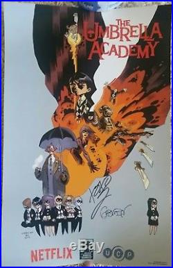 Umbrella Academy 2017 SDCC signed poster Gerard Way, Gabriel Ba Autograph