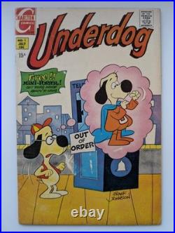 Underdog 1 1st Appearance 1st Issue Key Glossy Mid Grade w Poster Charlton 1970