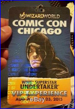 Undertaker singed lithograph from chicago comic con lanyard and WM 33 ticket inc