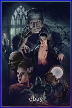 Universal Monsters 24x36 by Barret Chapman Poster Ltd Edition x/150 Print Art
