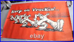 VINTAGE 1970s KEEP ON TRUCKIN' BLACKLIGHT POSTER ORANGE R. CRUMB 34x22 COMIC