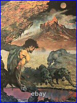 VINTAGE POSTER Comic Book Style Desert Wolves Hunting Man Classic