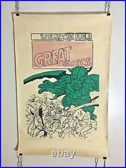 VTG Original Comic Book Poster Outsider Art Signed Numbered Fantastic Four 1972