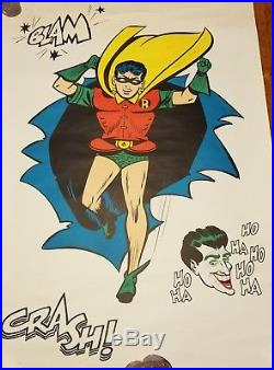 Vintage 1966 Batman & Robin Posters lot 2 Joker & Penguin Gently Used 100%AUTHEN