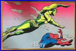 Vintage 1971 Third Eye Spider-man & Sub-mariner Black Light Poster! Marvelmania