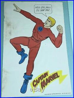 Vintage Captain Marvel Comic Poster 38 x 25, by United Book Guild New York