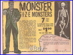 Vintage Frankenstein Monster 7 Foot Door Poster Plastic Bag Mail Away Comic Book