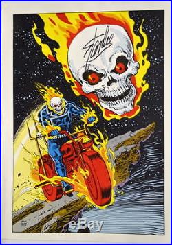 Vintage Marvel 1978 GHOST RIDER Pin up Poster HAND SIGNED by STAN LEE w COA