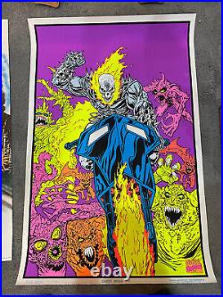 Vintage Marvel 1996 Ghost Rider Black Light Poster Funky Enterprises Rolled