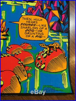 Vintage Marvel Ronnkk Hulk 1971 Third Eye Poster Great Condition