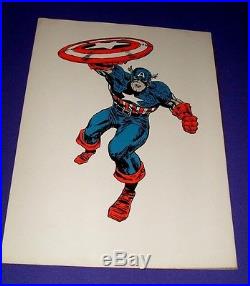 Vintage Marvel Super-Heroes MMMS Captain America (1970) 15 x 19 Jack Kirby Art