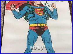 Vintage Original 1966 Superman and Batman 27 x 40 Comic Book Art
