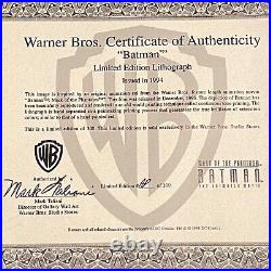 Warner Brothers 1994 Batman Limited Edition Lithograph P/P COA Rare A/P of 300