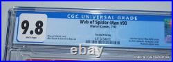 Web of Spiderman 90 CGC 9.8 Second Printing Mysterio App Gatefold Poster 1992 WP