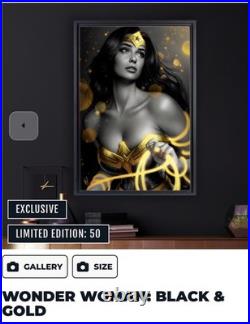 Wonder Woman Black & Gold Fine Art Print by Warren Louw Sideshow HD Aluminum