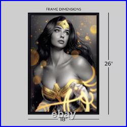 Wonder Woman Black & Gold Fine Art Print by Warren Louw Sideshow Silver Canvas