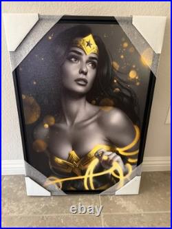 Wonder Woman Black & Gold Fine Art Print by Warren Louw Sideshow Silver Canvas